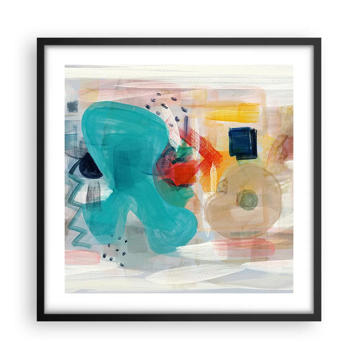 Poster in een zwarte lijst - Kleurrijk spel - 50x50 cm