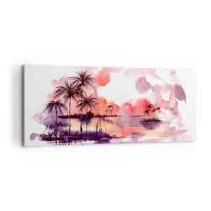 Schilderen op canvas - De rust van de tropen in het rood - 100x40 cm