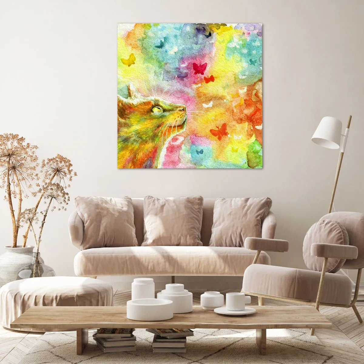 Schilderen op canvas - Baju-baju in het kattenparadijs - 40x40 cm