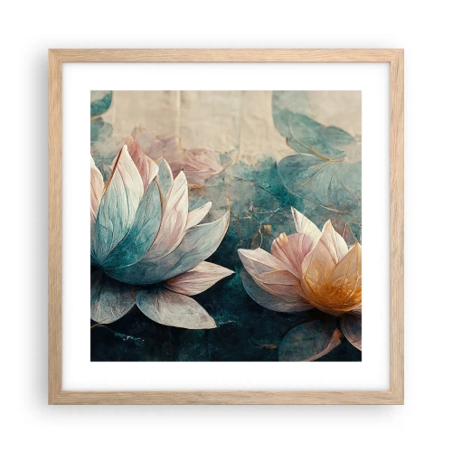 Een poster in een licht eiken lijst - Sterren van het meer - 40x40 cm