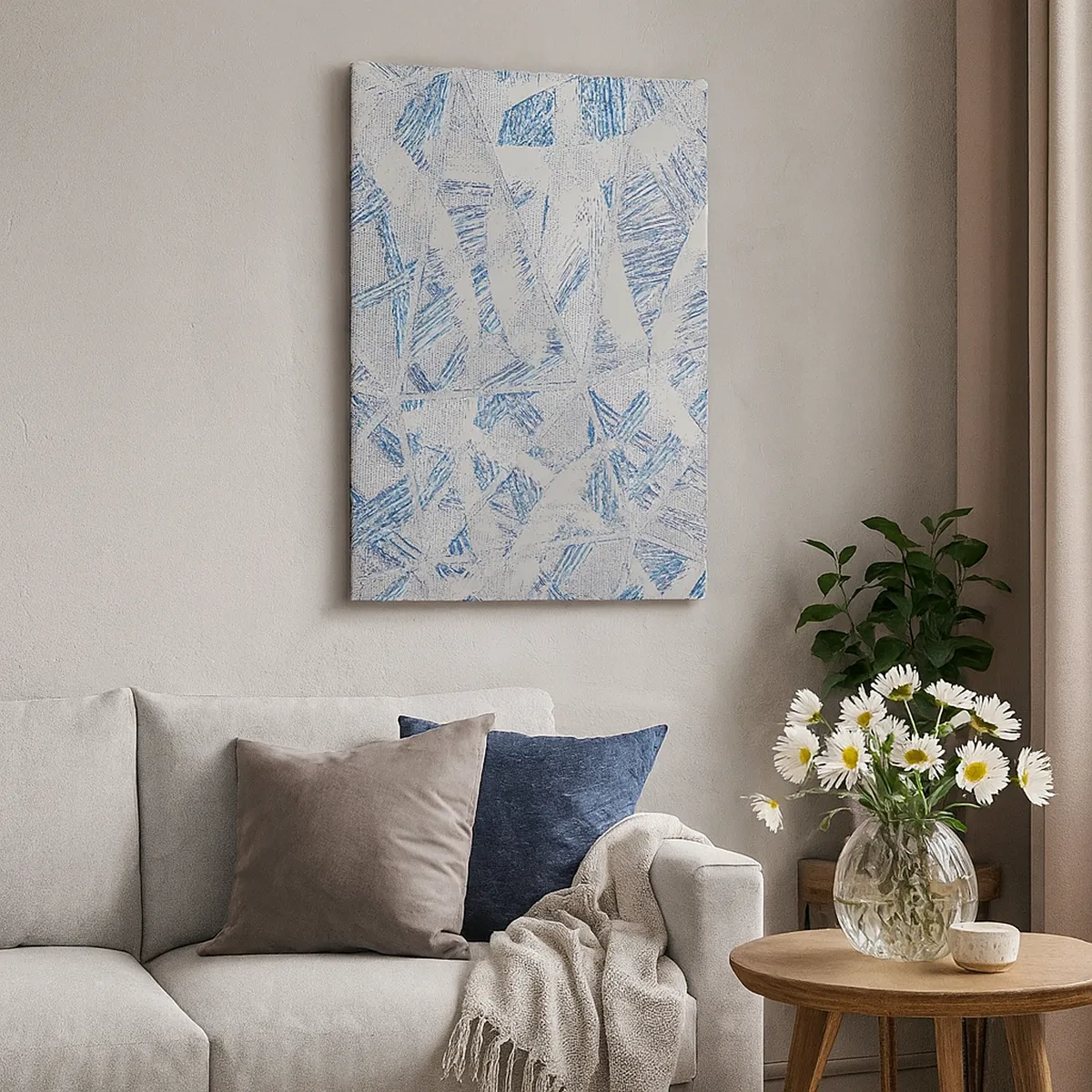 Schilderen op canvas - In een blauwgrijs labyrint - 50x70 cm