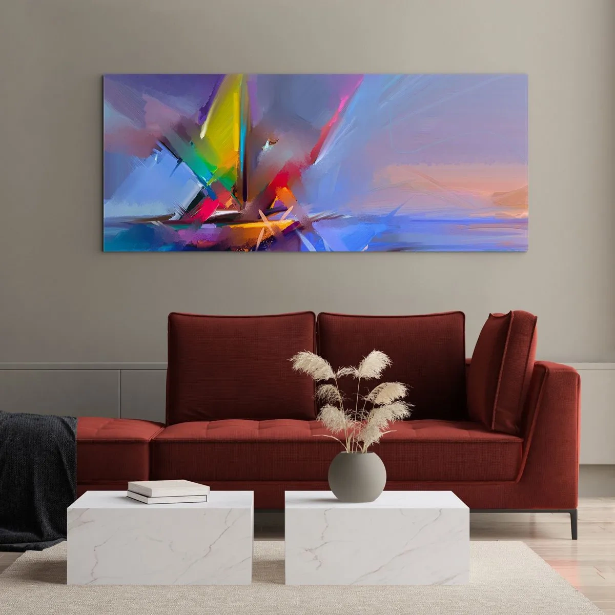 Schilderen op glas - Propellers als een vogel - 160x50 cm