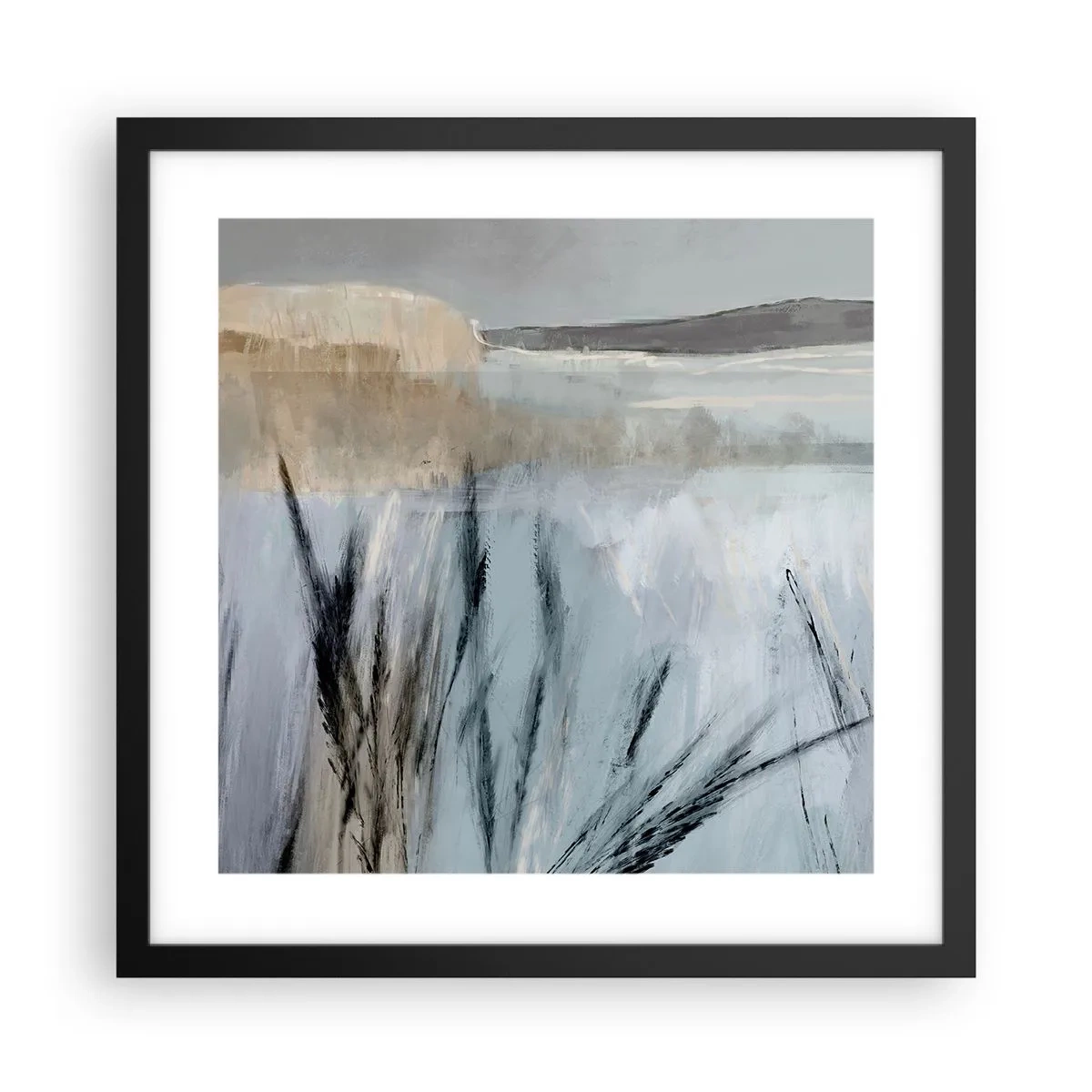 Poster in een zwarte lijst - Wintervelden - 40x40 cm