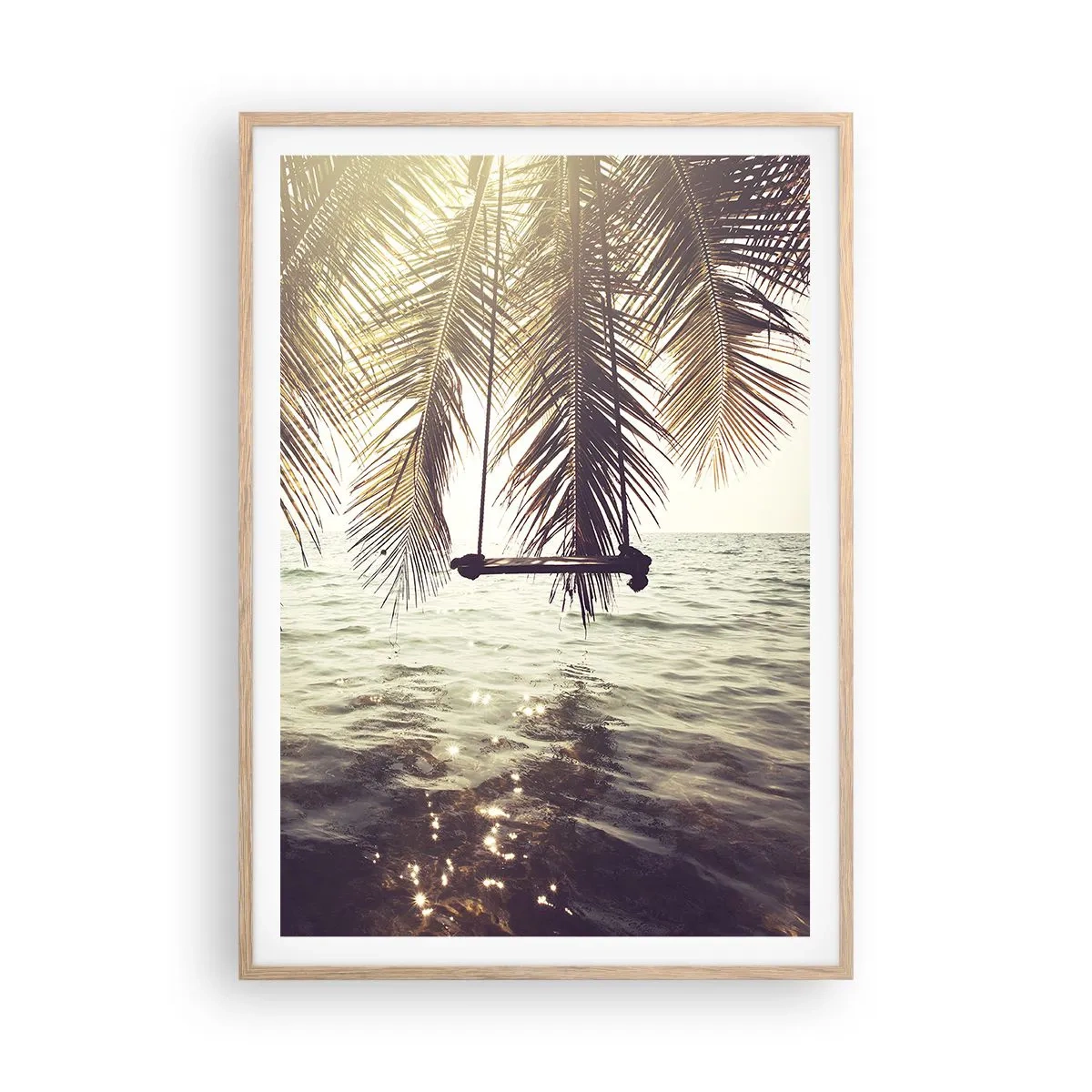 Een poster in een licht eiken lijst - Je kunt naar believen in de wolken slingeren - 70x100 cm