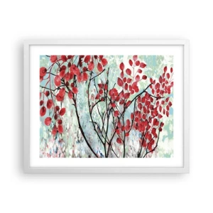 Poster in een witte lijst - Boom in scharlaken - 50x40 cm