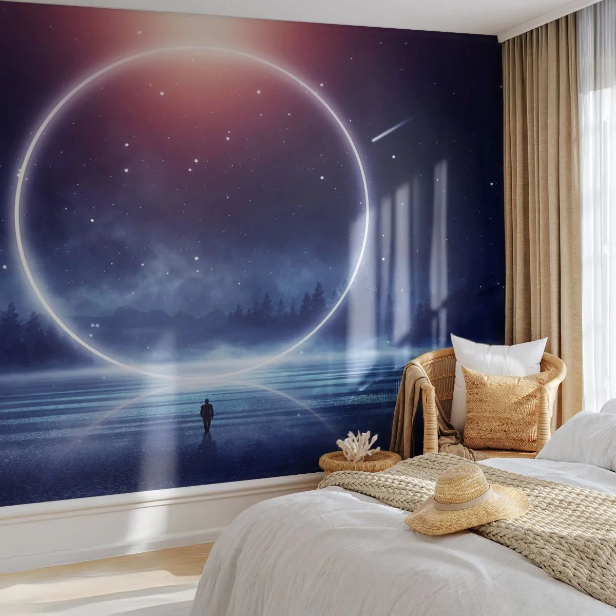 Zelfklevend Fotobehang Deluxe Sticker - Ze zijn er al... - Fantasie, Kosmos, Landschap - 250x175 cm