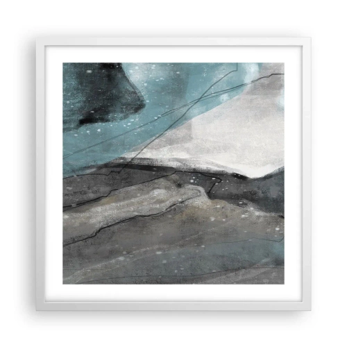 Poster in een witte lijst - Abstractie: rotsen en ijs - 50x50 cm