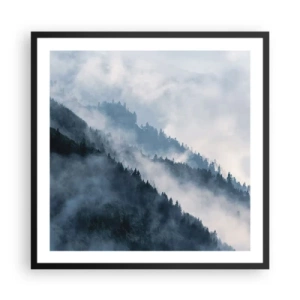 Poster in een zwarte lijst - Mystiek van de bergen - 60x60 cm