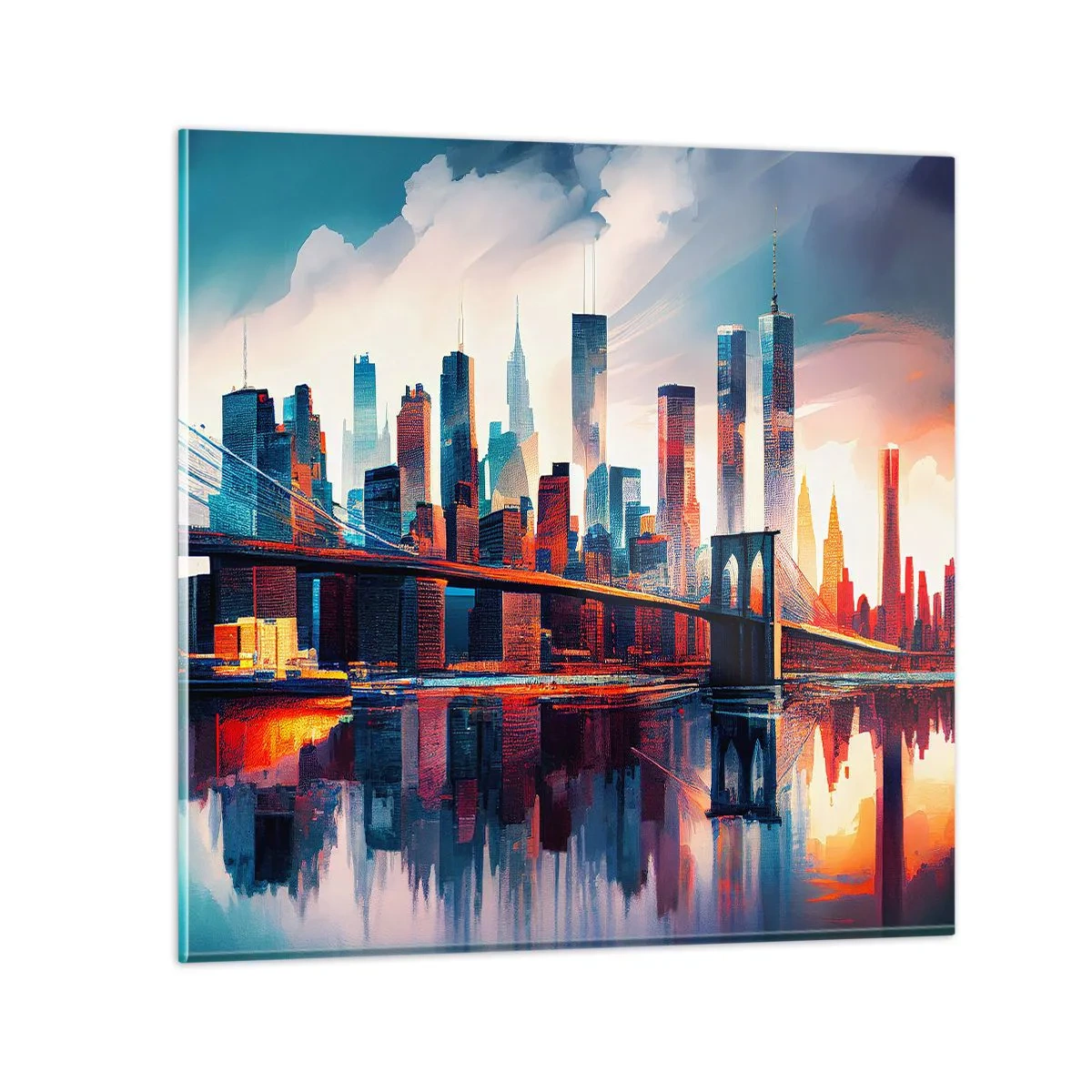 Schilderen op glas - Een droomachtig New York - 70x70 cm
