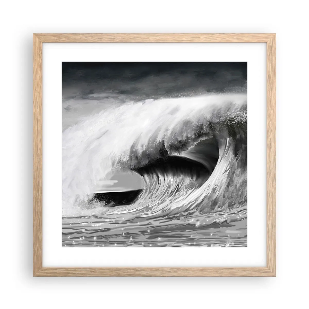 Een poster in een licht eiken lijst - De woede van de oceaan - 40x40 cm