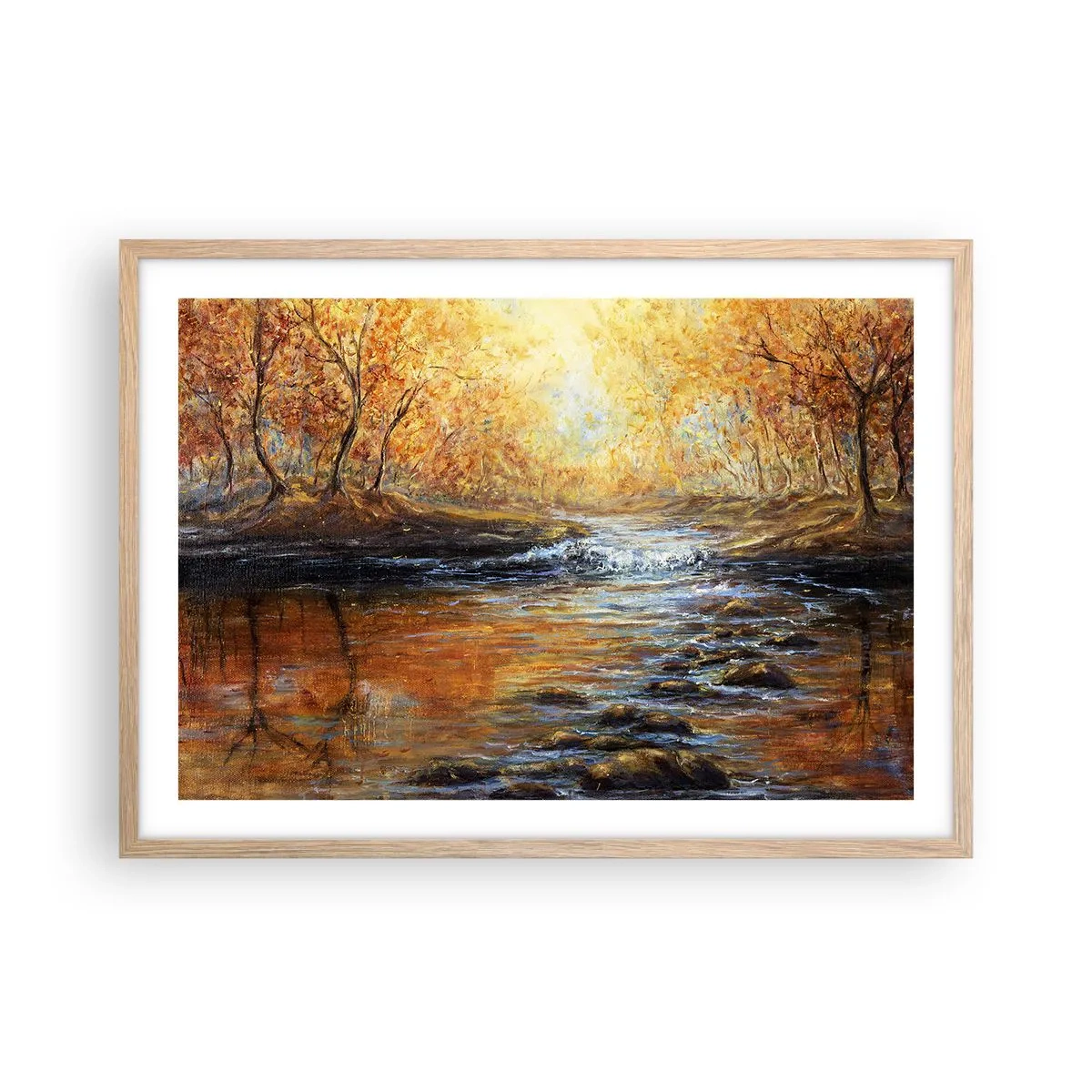 Een poster in een licht eiken lijst - De gouden stroom - 70x50 cm
