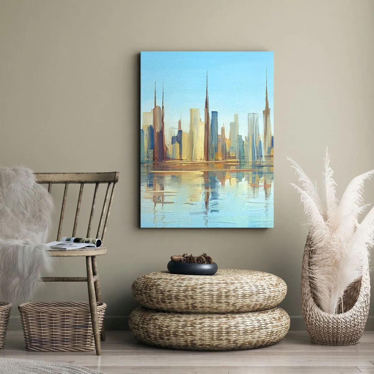 Schilderen op canvas - Een zonnige metropool - 70x100 cm