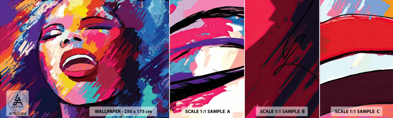 Fotobehang Monster Zelfklevend Deluxe Sticker - Zing mijn hele leven - Zanger, Abstractie, Portret van een vrouw - 100x30 cm