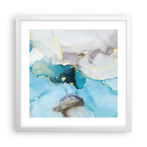 Poster in een witte lijst - Een studie van de ontmoeting van grijs en turkoois - 40x40 cm