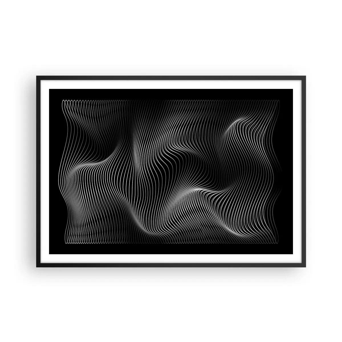 Poster in een zwarte lijst - Dans van licht in de ruimte - 100x70 cm