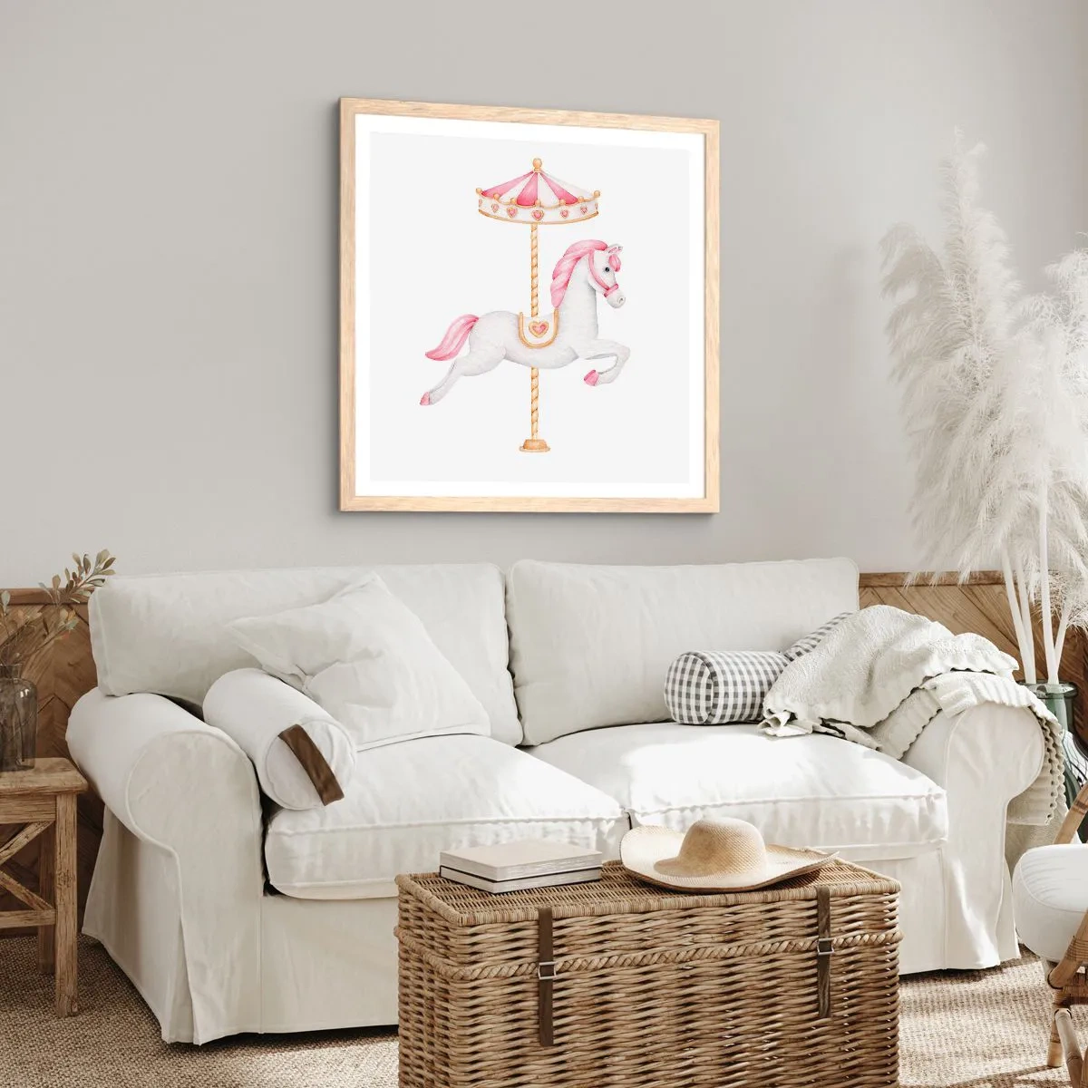 Een poster in een licht eiken lijst - Hij raakte de grond rennend - 40x40 cm