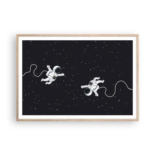 Een poster in een licht eiken lijst - Kosmische dans - 100x70 cm