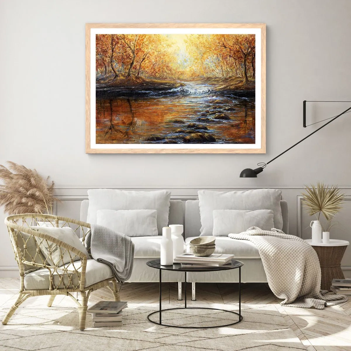 Een poster in een licht eiken lijst - De gouden stroom - 70x50 cm