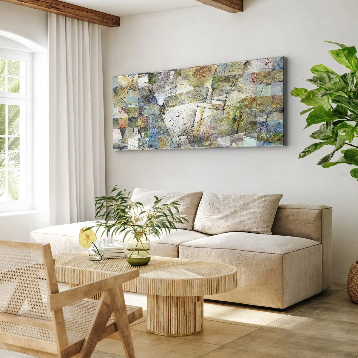Schilderen op canvas - Geometrische schuifeling - 100x40 cm