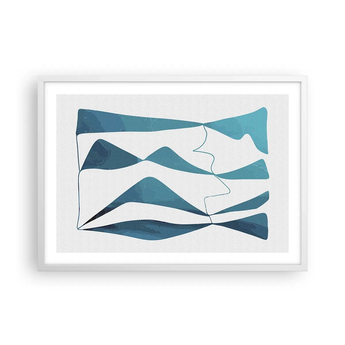 Poster in een witte lijst - Abstractie: turquoise verbinding - 70x50 cm