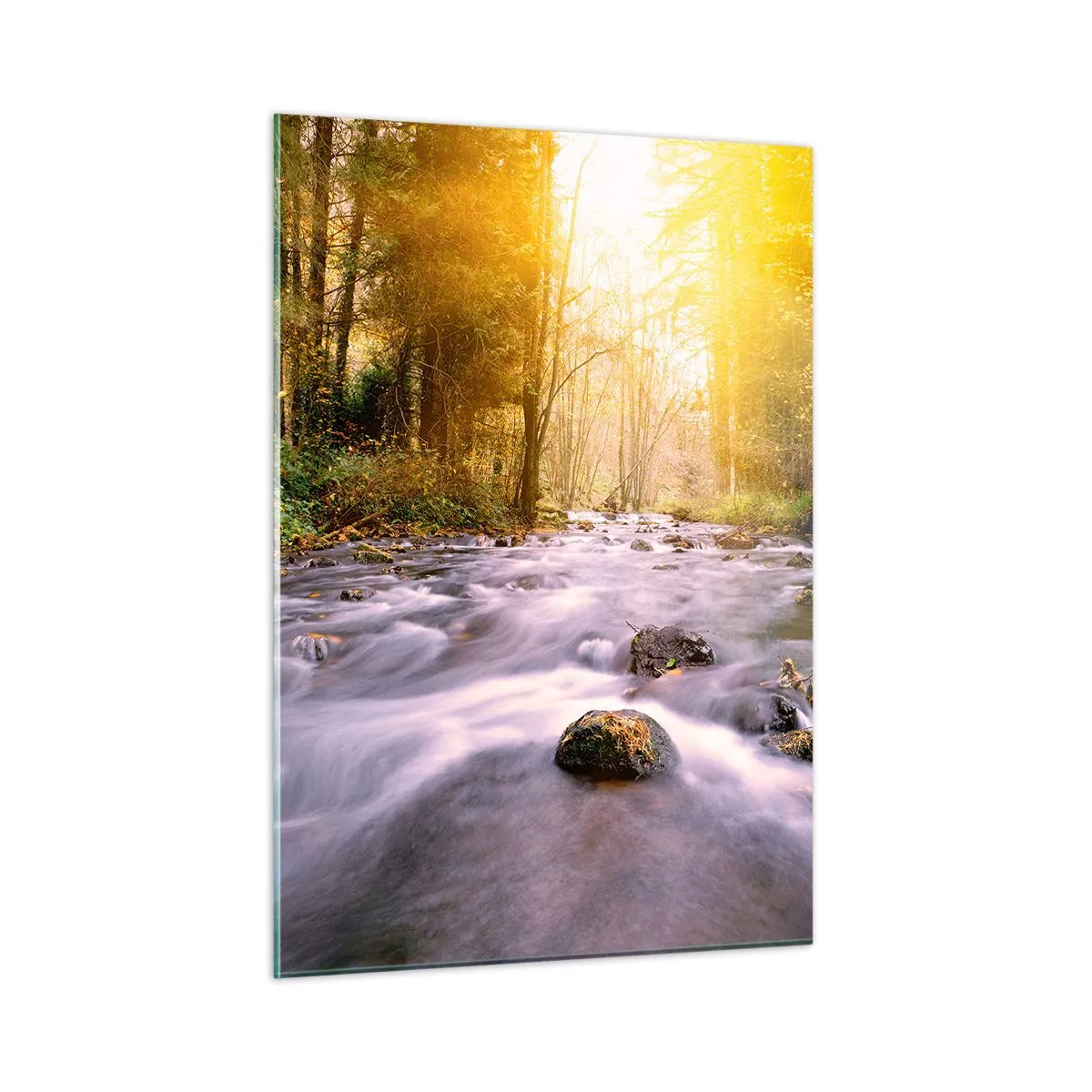 Schilderen op glas - Malachiet in een zilveren en gouden lijst - 50x70 cm