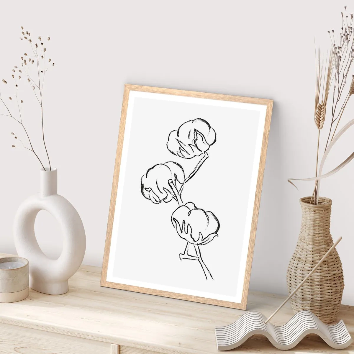 Een poster in een licht eiken lijst - Katoen dons - 70x100 cm