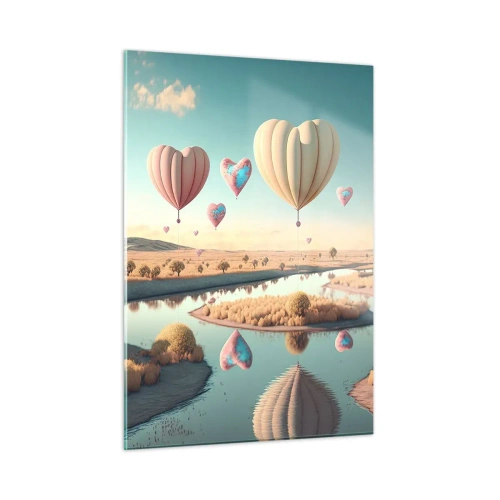 Schilderen op glas - Liefde laat je vliegen - 50x70 cm