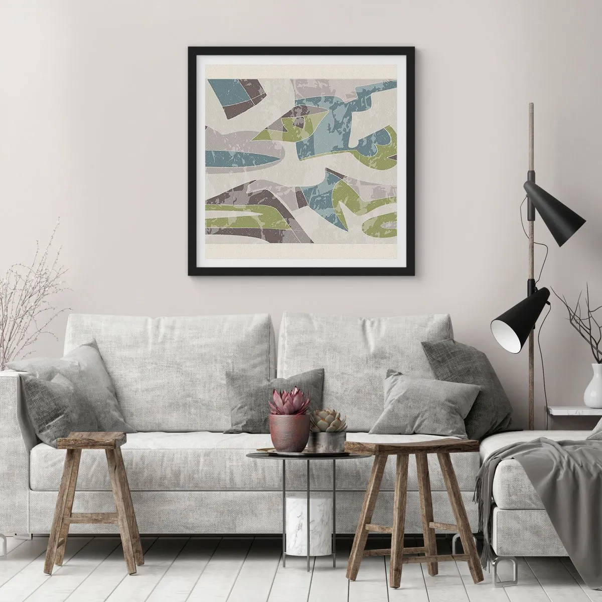 Poster in een zwarte lijst - Compositie achter het glas - 50x50 cm