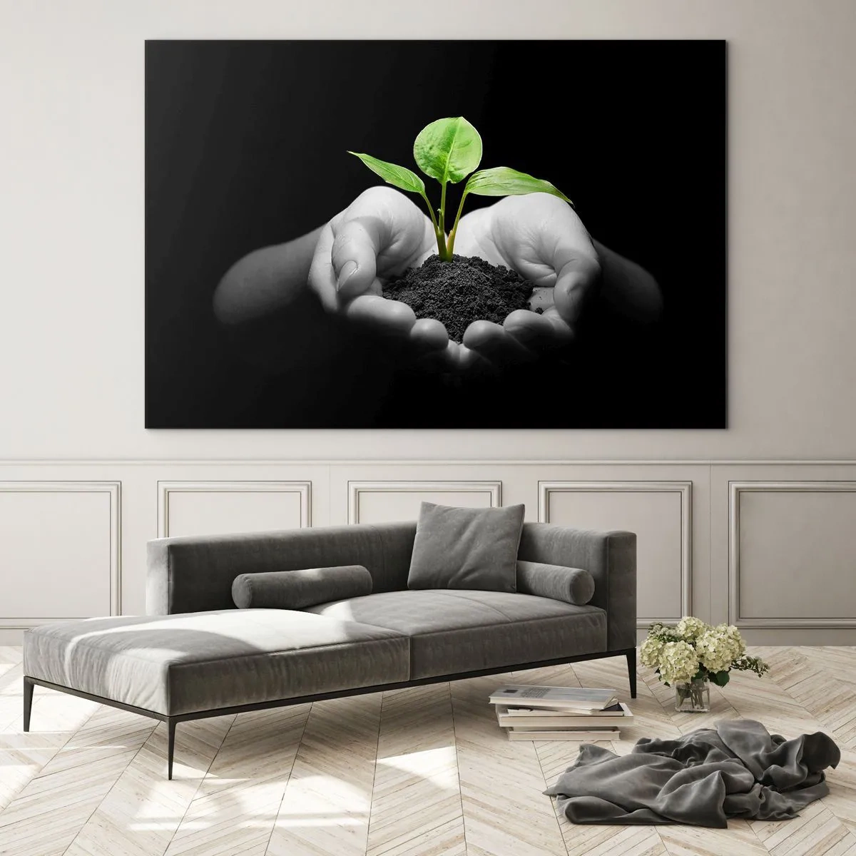 Schilderen op glas - Ik hou van de natuur, ik bescherm haar - 100x70 cm
