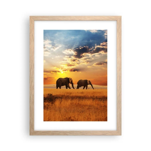 Een poster in een licht eiken lijst - Familie wandeling - 30x40 cm