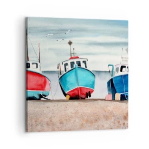 Schilderen op canvas - Klaar om te vissen - 60x60 cm