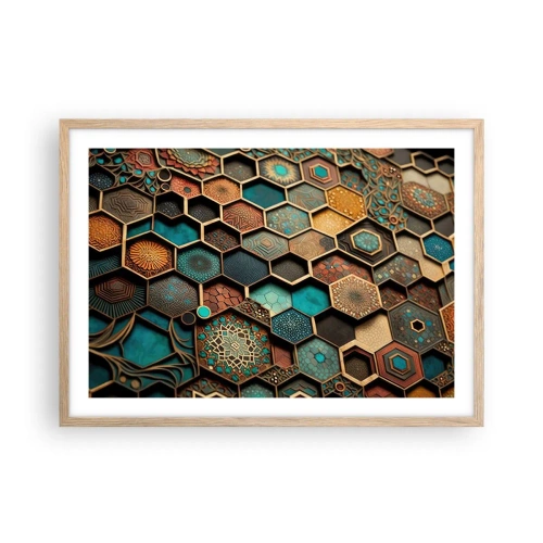 Een poster in een licht eiken lijst - Arabische ornamenten – variatie - 70x50 cm