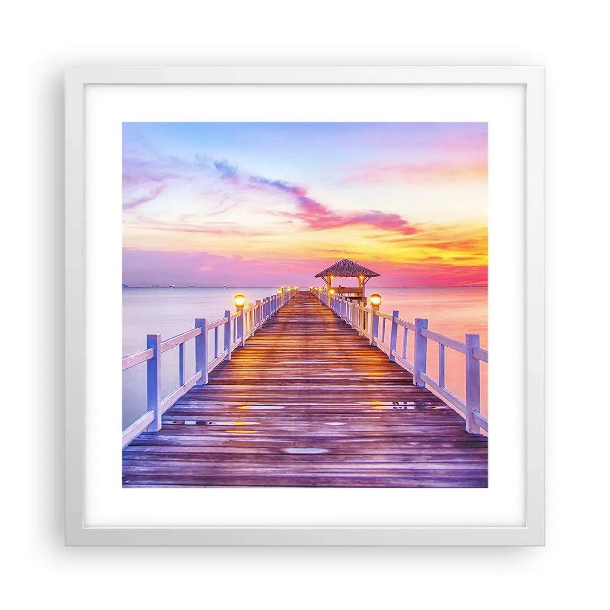 Poster in een witte lijst - De lila-gouden stilte van de avond - 40x40 cm