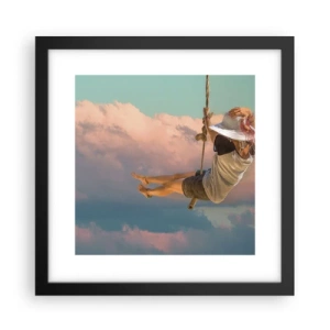 Poster in een zwarte lijst - Plezier in de wolken - 30x30 cm