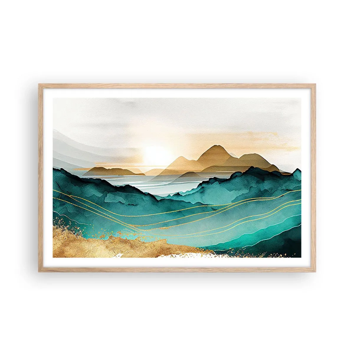Een poster in een licht eiken lijst - Op de rand van abstractie – landschap - 91x61 cm