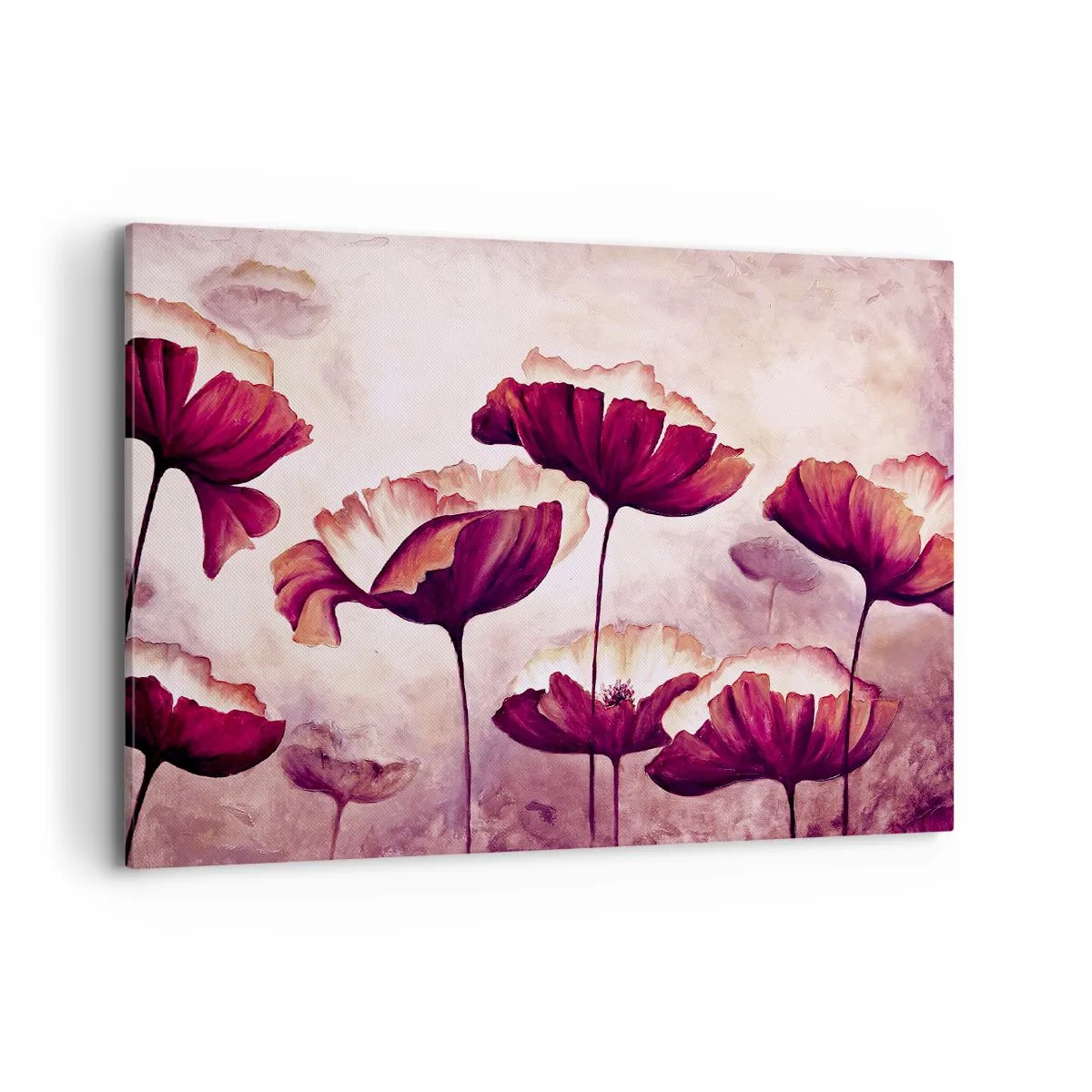 Schilderen op canvas - Rood en wit bloemblad - 100x70 cm