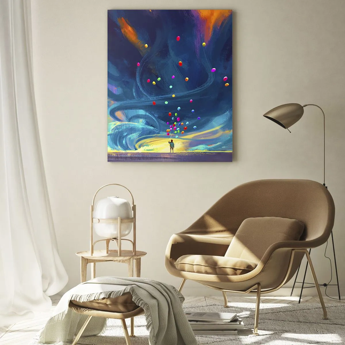 Schilderen op glas - Naar de blauwe wind - 80x120 cm
