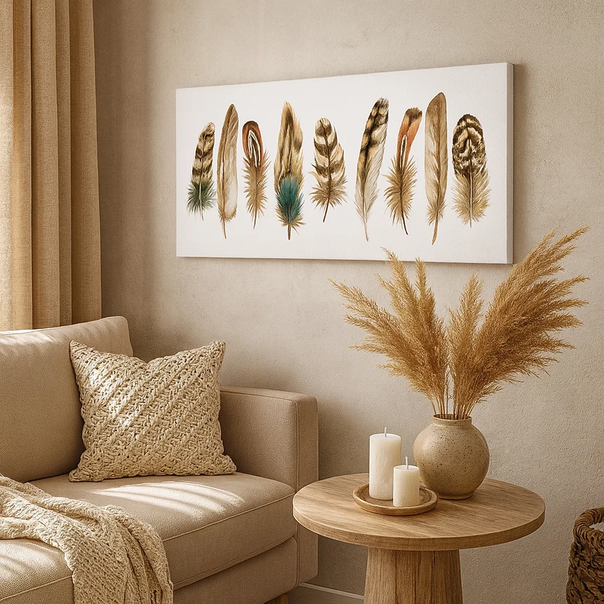 Schilderen op canvas - Een gevederde variatie - 30x30 cm