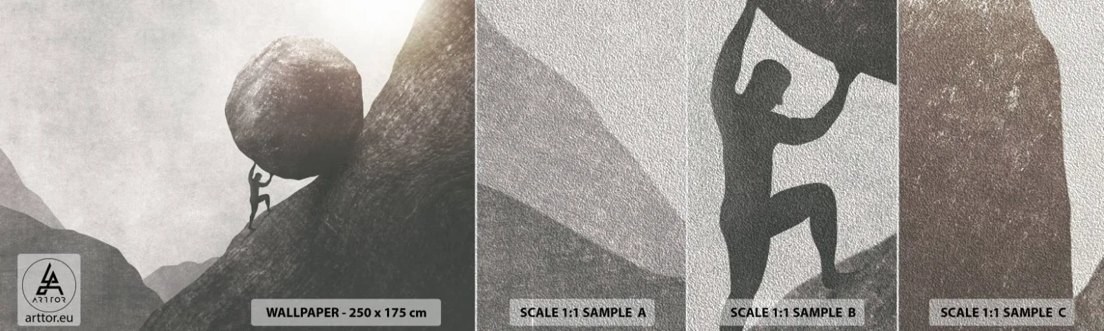 Fotobehang Monster Premium Sand - Ik geloof tegen alle hoop in - Abstractie, Deel, Kracht - 100x30 cm