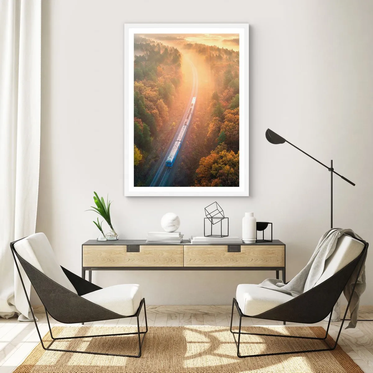 Poster in een witte lijst - Herfst reis - 61x91 cm