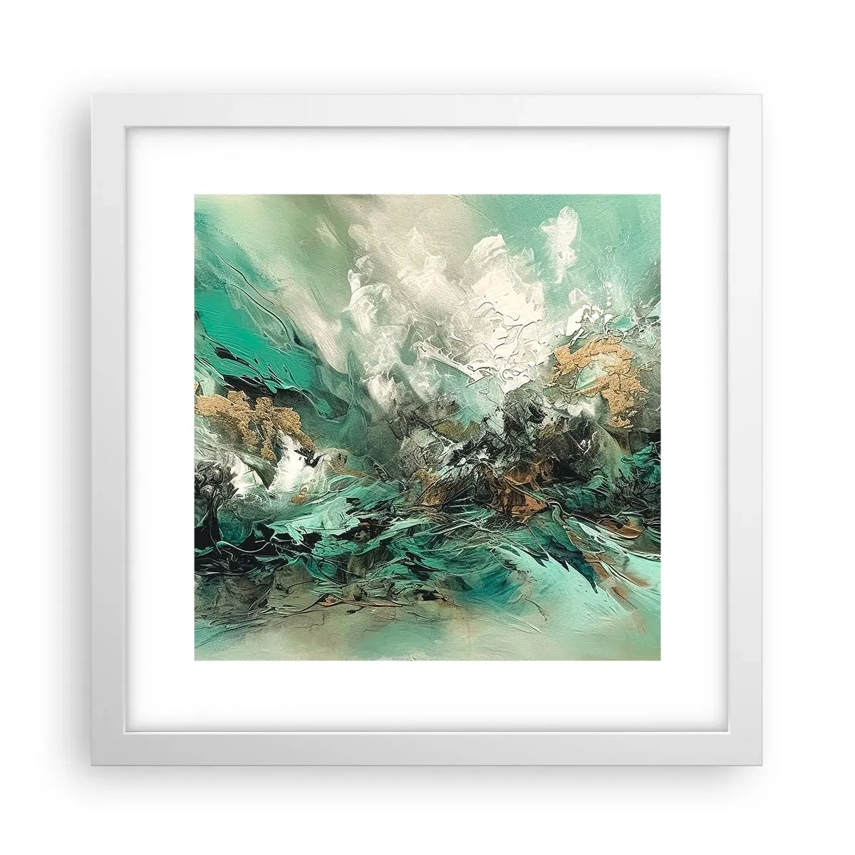 Poster in een witte lijst - Emerald en zwarte branding - 30x30 cm