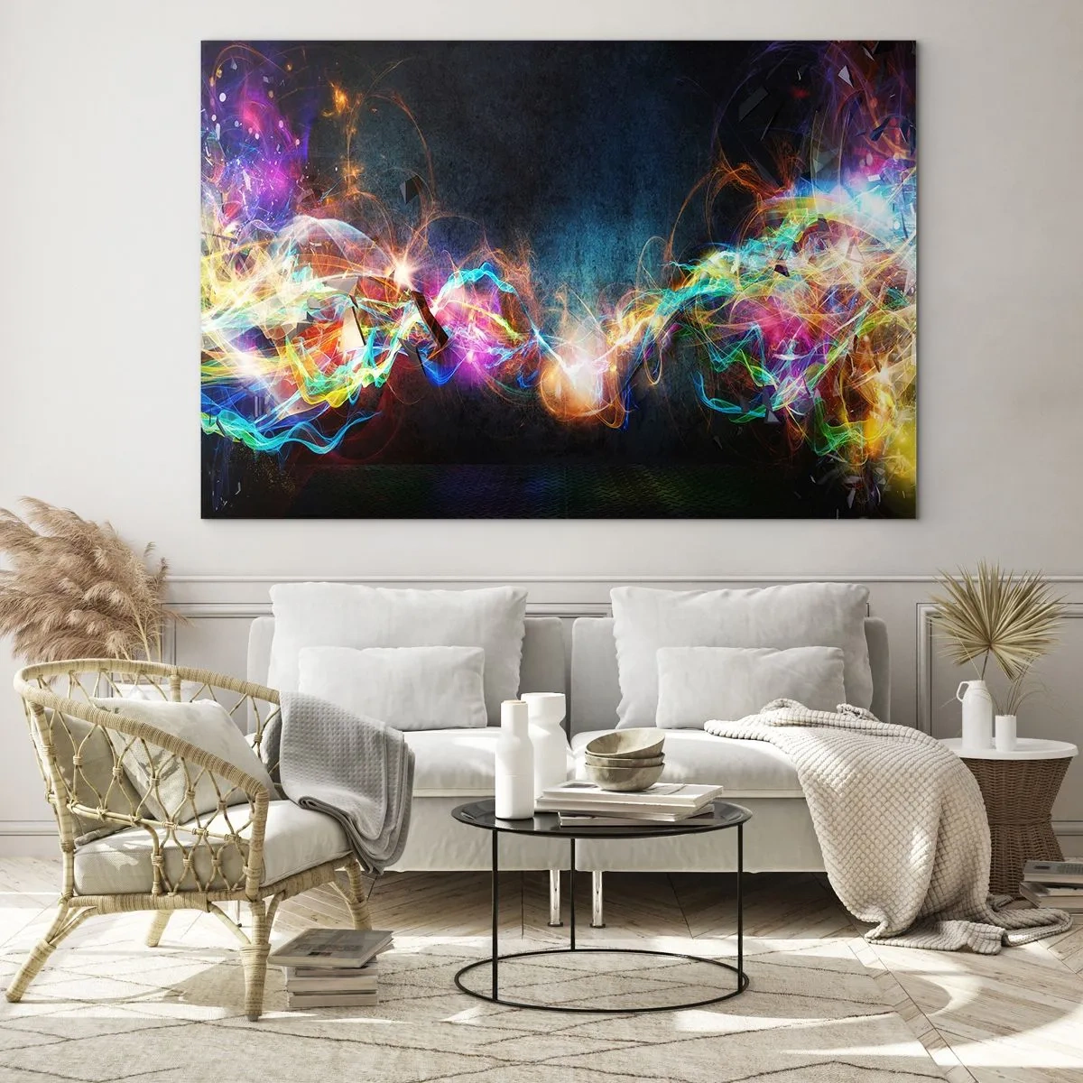 Schilderen op glas - Met vreugde tegen het donker - 120x80 cm