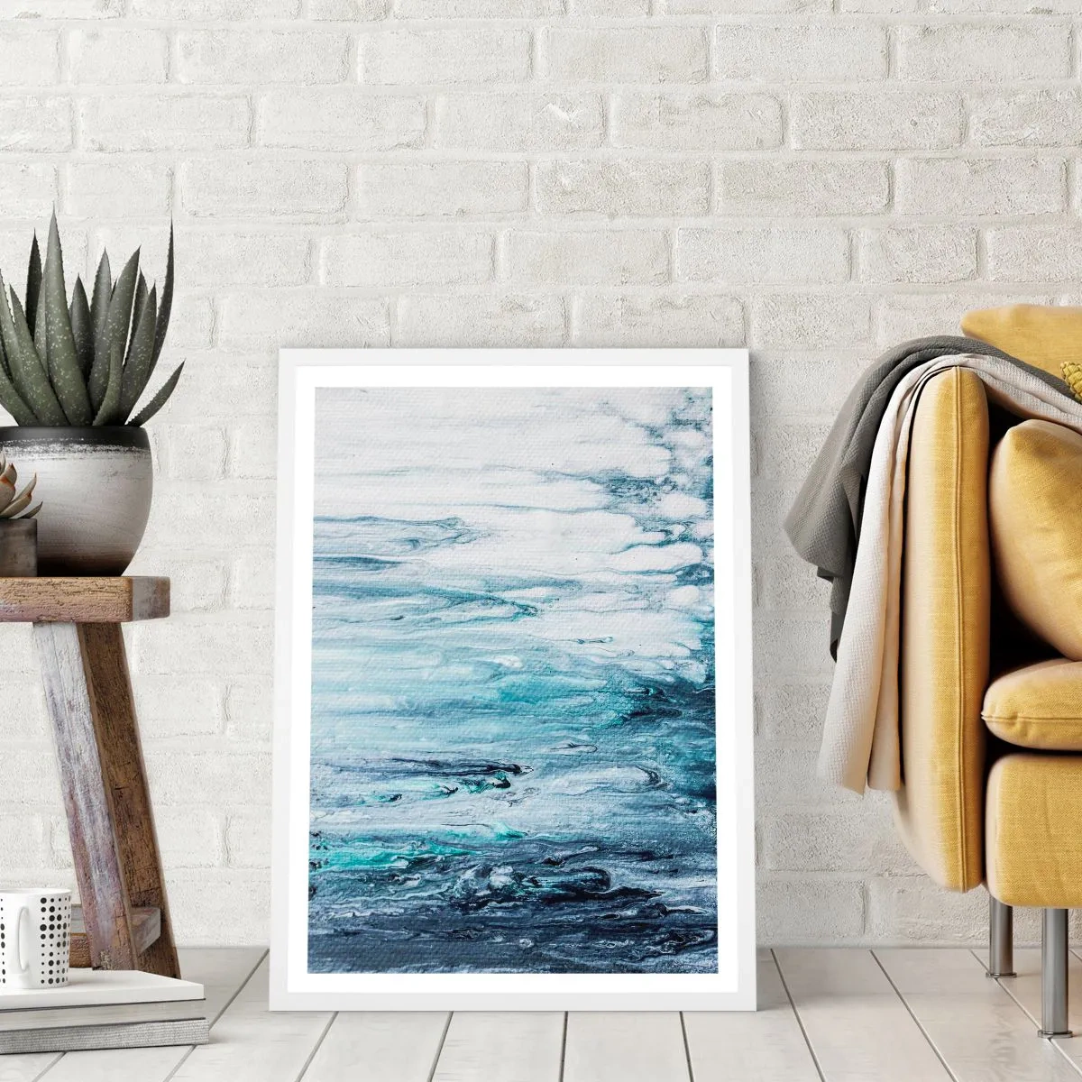 Poster in een witte lijst - Blauwe ijspegels - 30x40 cm