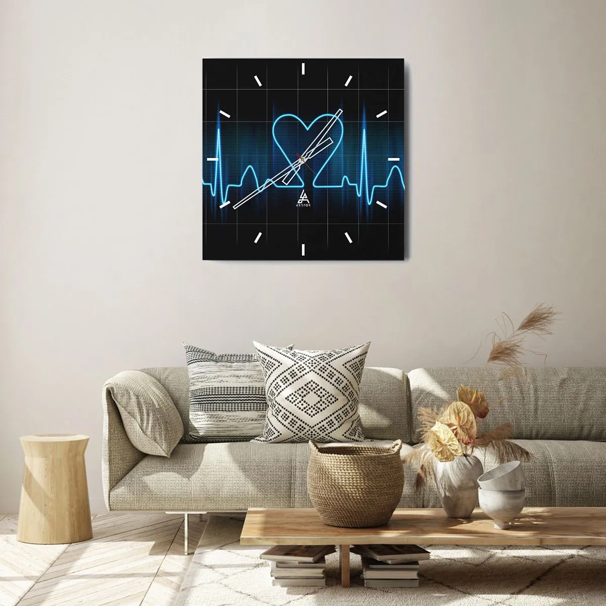 Wandklok - Klok - Op het ritme van het hart - 30x30 cm