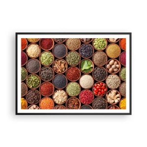 Poster in een zwarte lijst - Alle smaken van de wereld - 100x70 cm