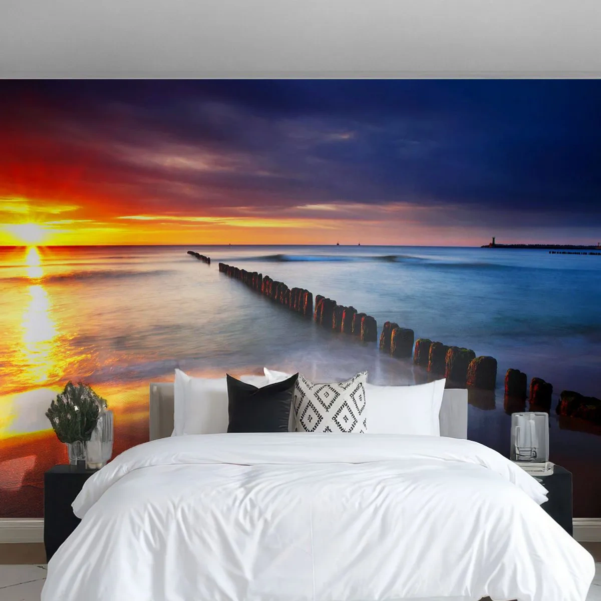 Fotobehang Premium Sand - Luister naar de stilte - Landschap, Zonsondergang, Strand - 100x70 cm
