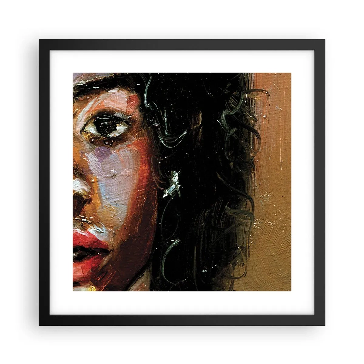 Poster in een zwarte lijst - Zwart en gloed - 40x40 cm