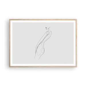 Een poster in een licht eiken lijst - Gewoon een belofte - 100x70 cm