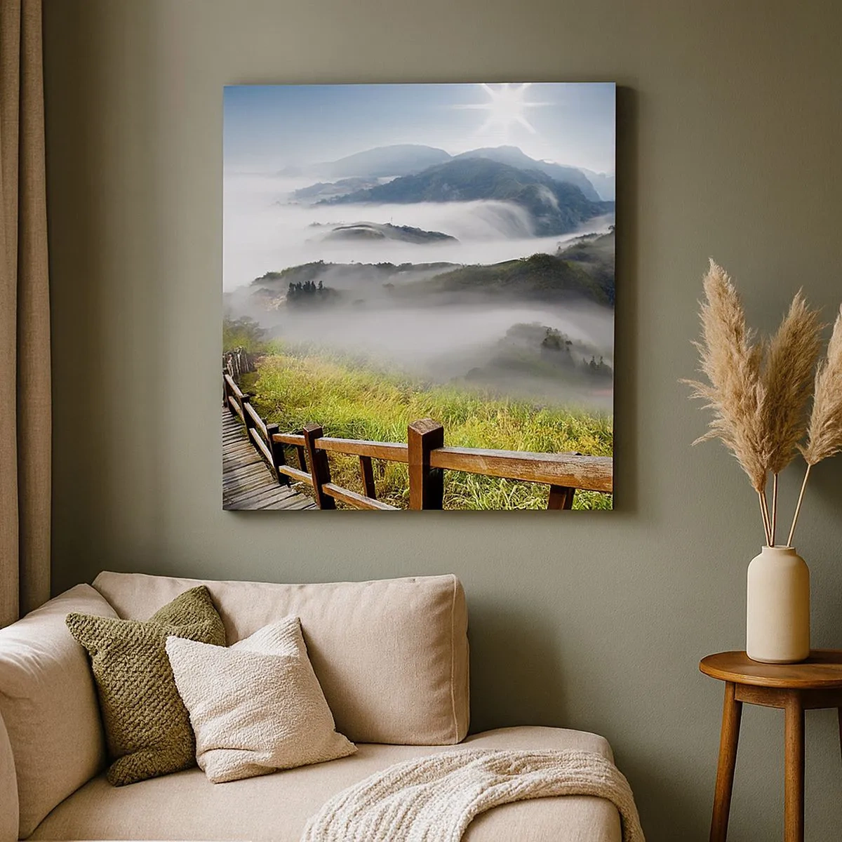 Schilderen op canvas - Geweven van schittering en mist - 30x30 cm