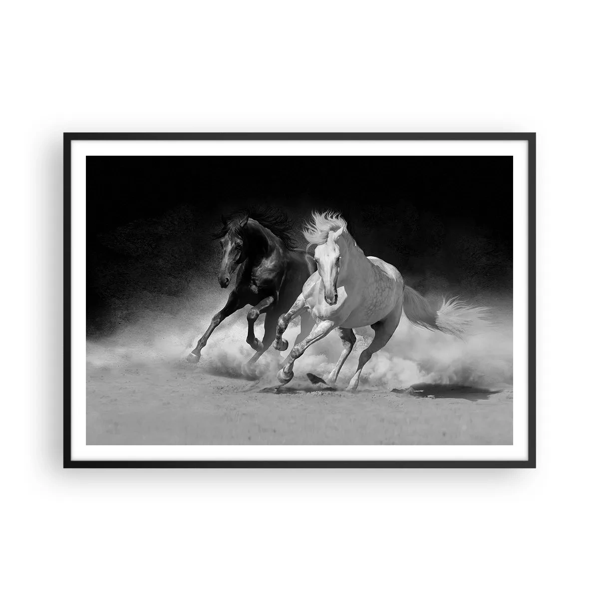 Poster in een zwarte lijst - Vrijheidsgalop - 100x70 cm